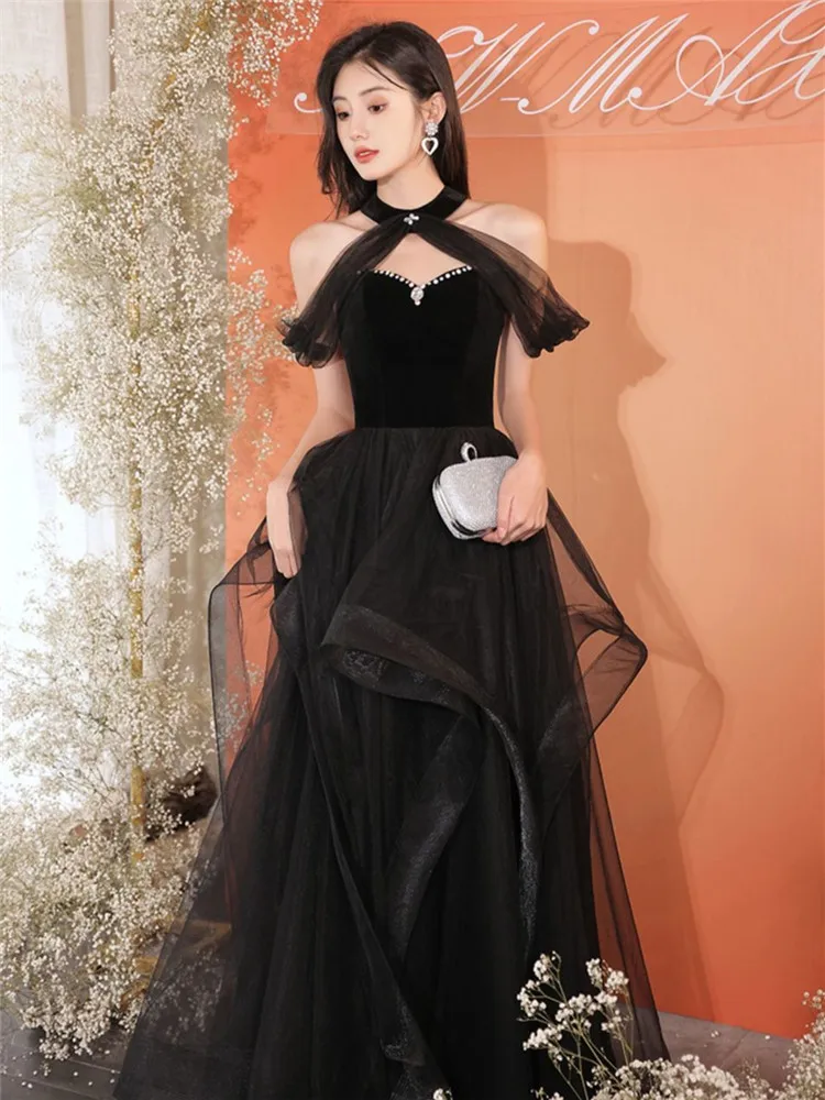 Черное женское летнее платье новинка однотонная простроченная сетка без