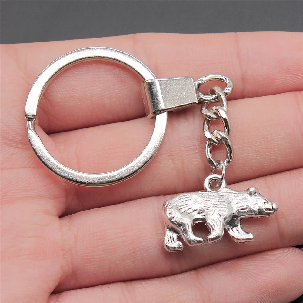 

Dropshipping Souvenirs Gift Men Keychain 2 Colors 24x15mm Bear Pendant Keyring