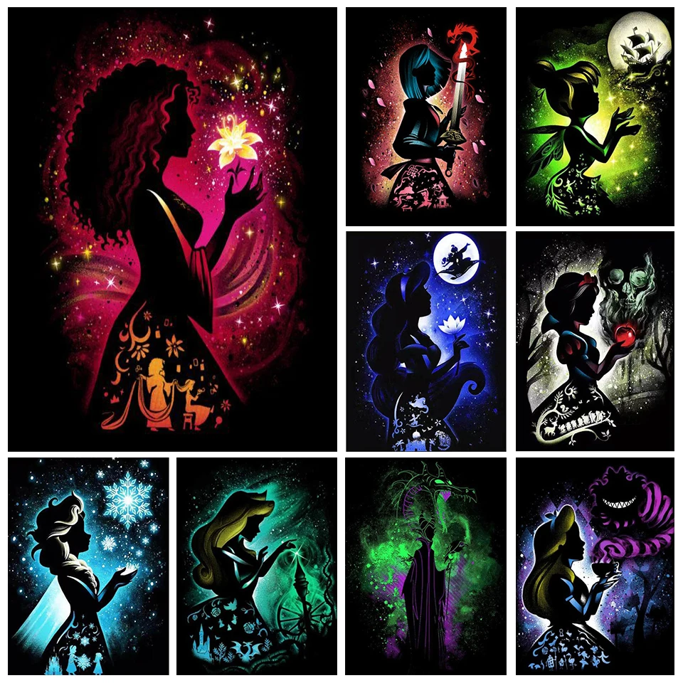 

Disney New 5D DIY Diamond Painting Dark Princess Round Drill Diamond Stitch Rhinestone Mosaic Dark girl Decor Handmade Gift Ll89
