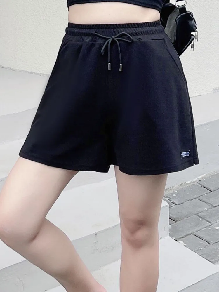 

Oversied Women Shorts 2022 Summer Cotton Pointelle Breathable Sun Protection Clothing Drawstring Waist Labelling Wide Leg Pants