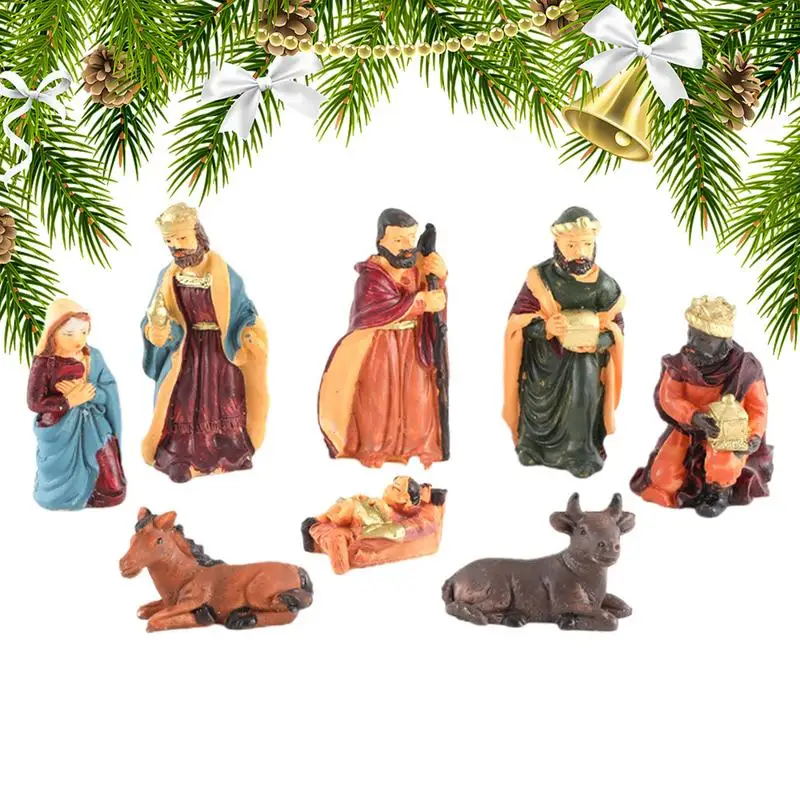 Набор рождественских фигурок 8X рождественские фигурки из смолы поделки для