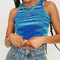 2021 knit crop tops y2k women sleeveless basic t shirts casual vintage 90s summer tank top off shoulder blue t shirts o neck