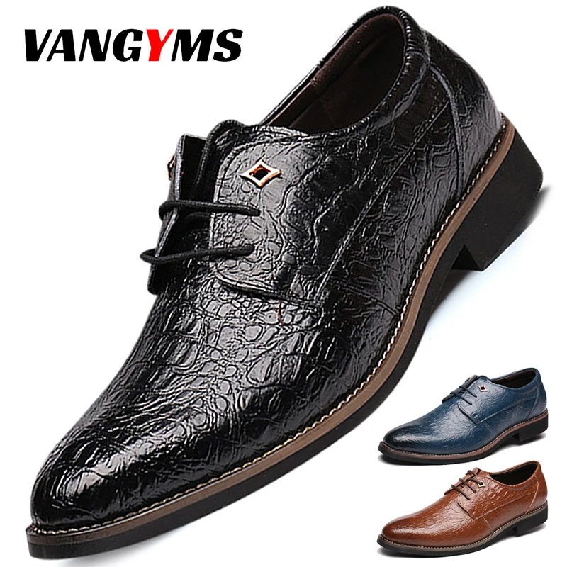 

Men's Pointed Toe Shoes Luxury Business Dress Shoes Leather Shoes Skórzane Buty Na Co Dzień British Crocodile Print Casual Shoes