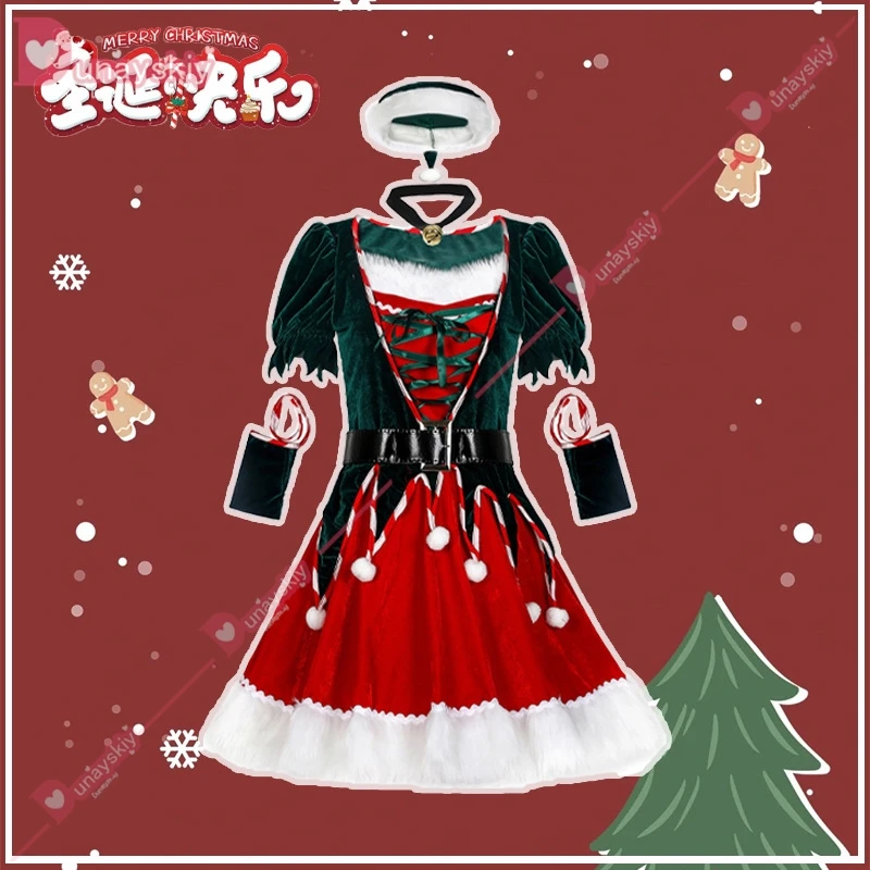Christmas Party Adult Women Cosplay Sexy Dress Santa Claus Elf Costume New Year Clothes Warm X-Mas Fancy Outfit