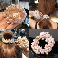 hand beaded hair tie korean version of the pearl head rope temperament girl bracelet dual purpose rope ladies hair accessories