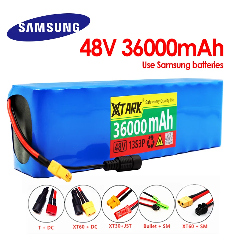 

XT60 Plug 48V 36ah 1000w 13S3P 48v 54.6V Electric Bike Lithium Ion Battery Pack with BMS and 54.6V Charger