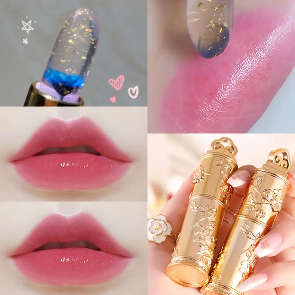 Transparent Lipstick Lasting Moisturizing Crystal Flower Jelly Temperature Color Changing Lip Balm Makeup Lips Care Cosmetics