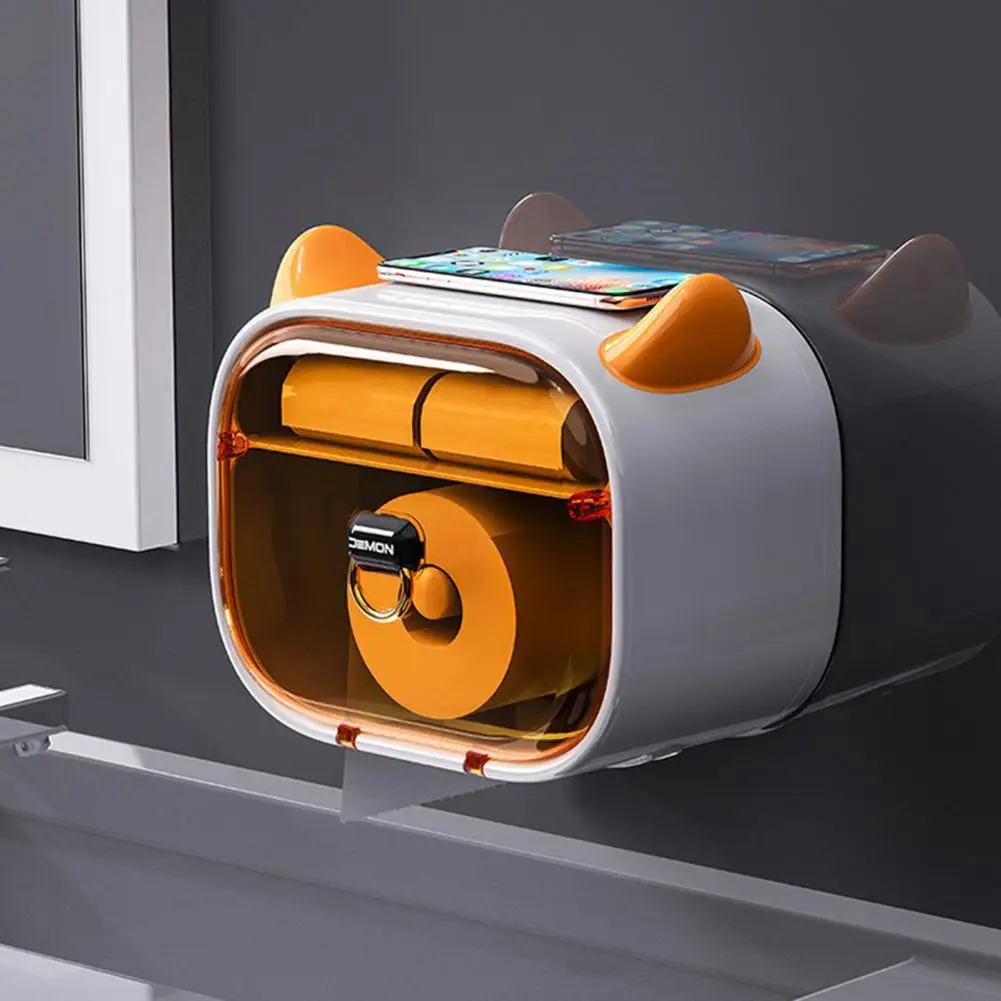 

Rectangle Pretty Bathroom Toilet Paper Storage Box Wall-mounted Napkin Box No Odor for Living Room