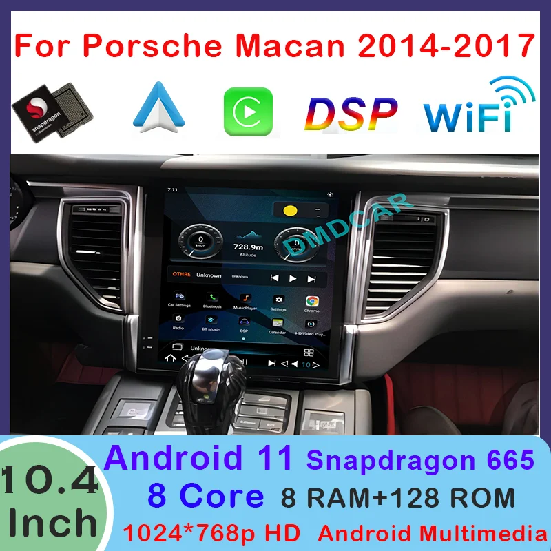 

10.4 Inch Android 11 Qualcomm Snapdragon Car Video HD MultiMedia Screen Player GPS Navigation 8+128GB For Porsche Macan2014-2017