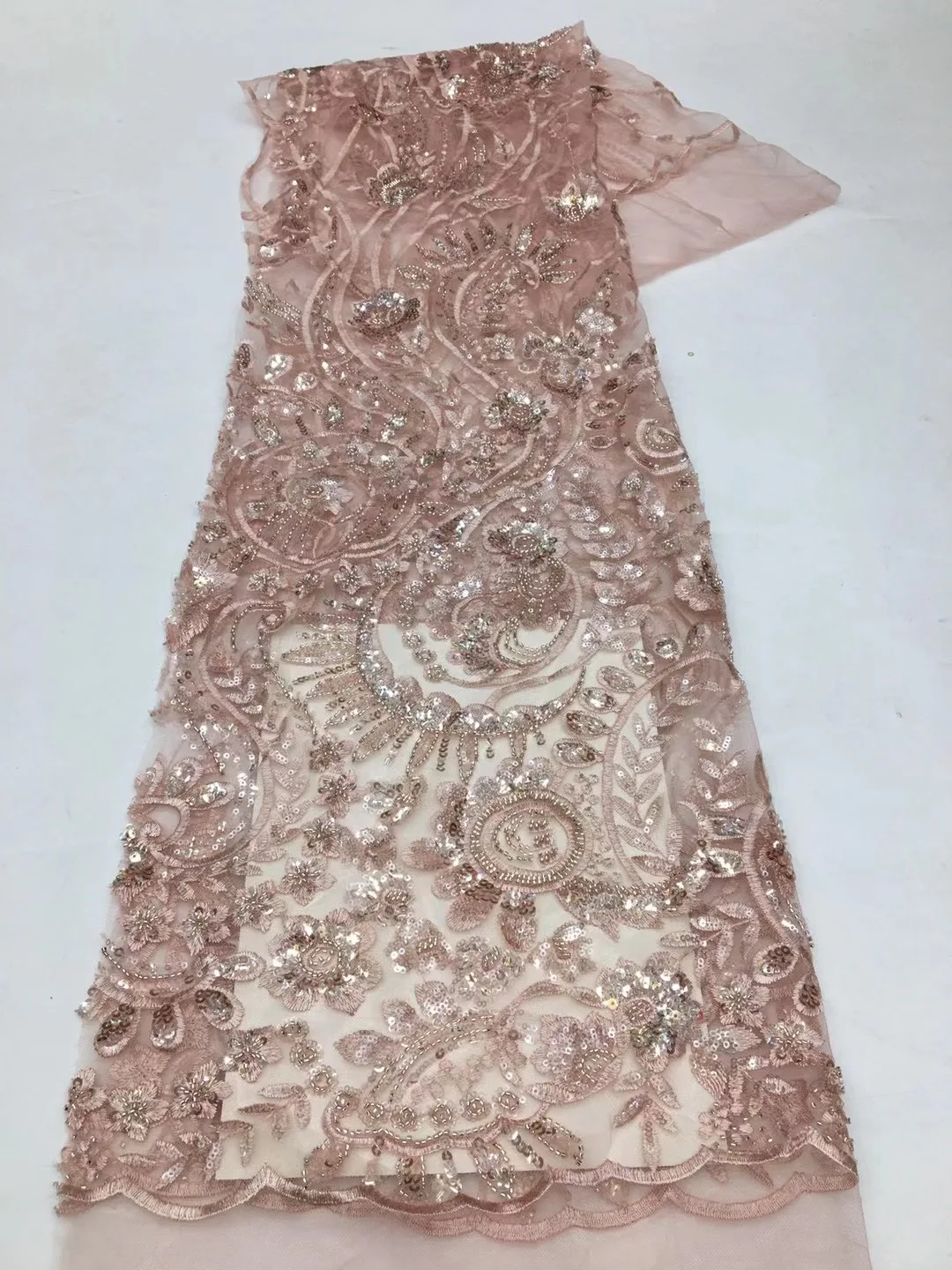 

Африканская французская сетка, вышитые блестки, Роскошная ткань ручной работы из бисера и кружева, женское свадебное платье AXX5485