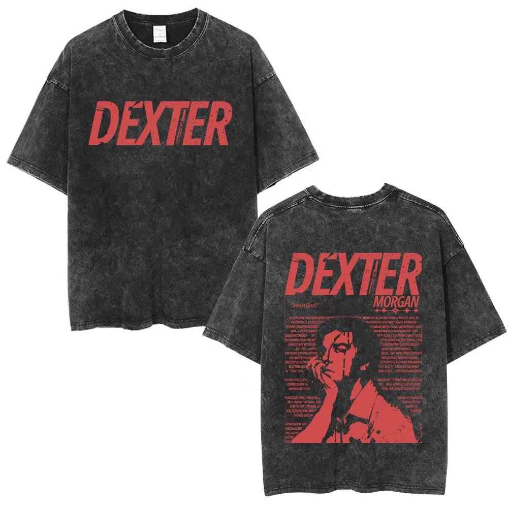 Фото Винтажная футболка 90-х годов TV Play Dexter Morgan The Devil in Disguise, потертая футболка для мужчин и женщин, повседневные хлопковые футболки, мужские футболки большого размера №4