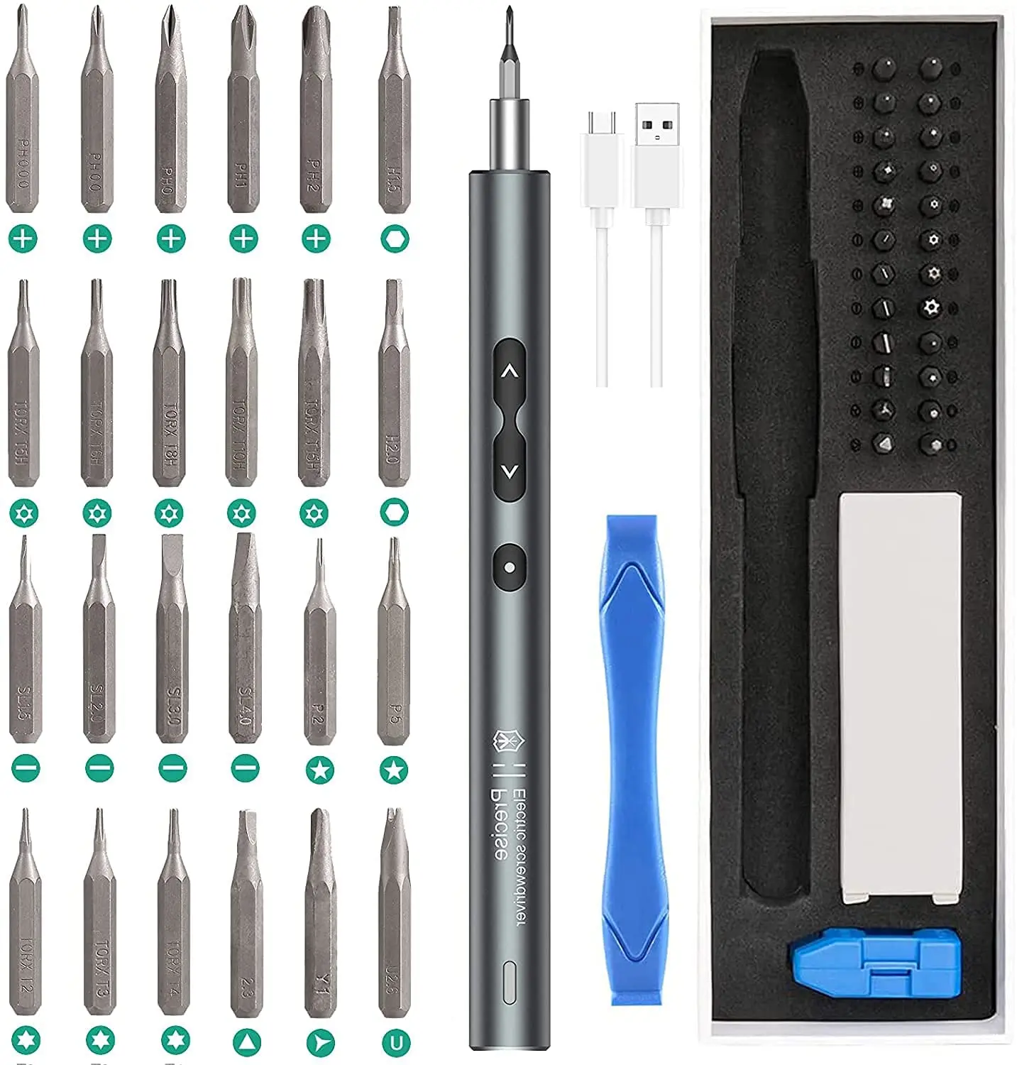 

WOZOBUY Electric Screwdriver 28 IN 1 Cordless Power Precision Screwdriver Set,Rechargeable Portable Magnetic Repair Tool Kit