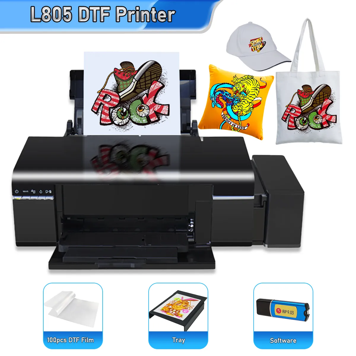 Принтер DTF A4 для Epson L805 DTF, прямая передача пленки, принтер для одежды, текстиля, футболок, принта DTF, переносной принтер