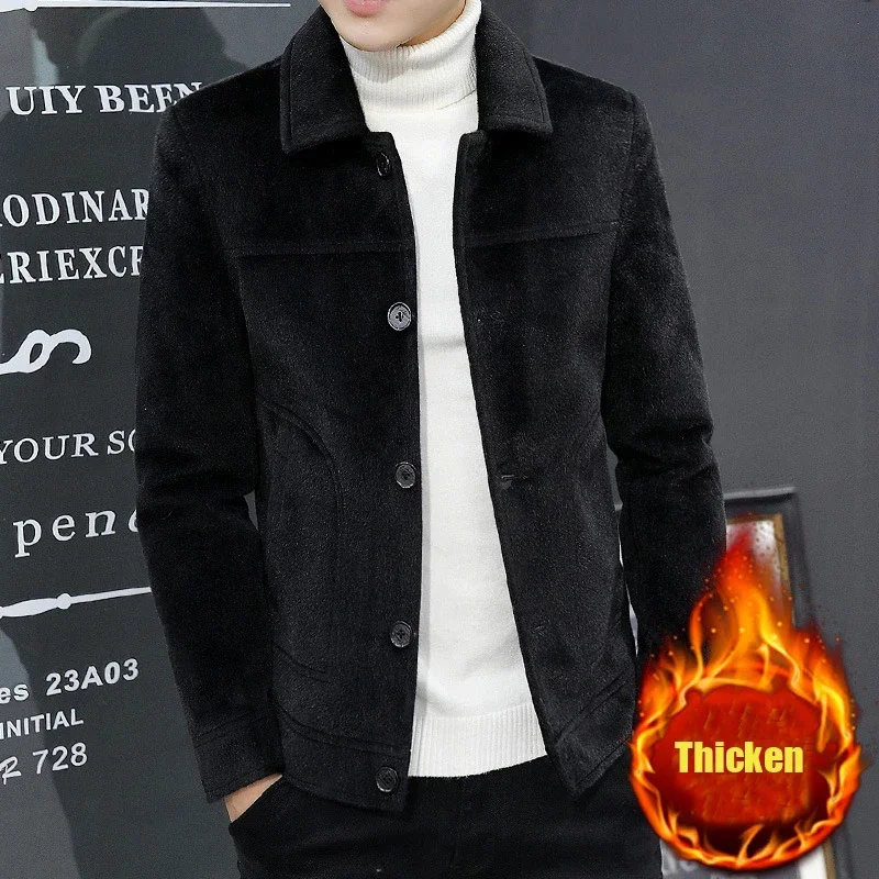 Осенне-зимнее Короткое шерстяное пальто из мериносовой шерсти Мужская