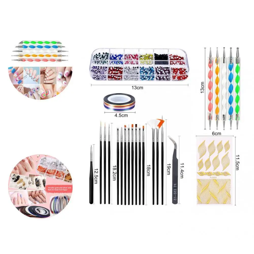 

Acrylic 1Set Beautiful Nail Art Carving Pen Sequins Kit with Tweezers Nail Art Set Wide Application for Female