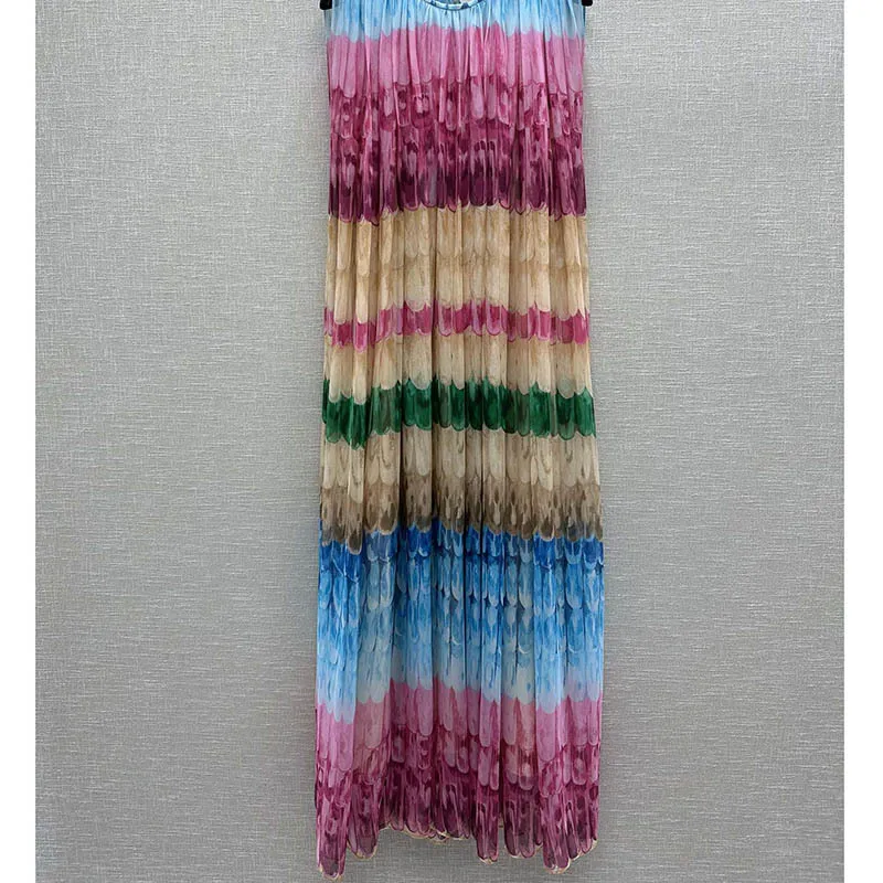 Женское Радужное платье без рукавов элегантное праздничное из 100% шелка милые