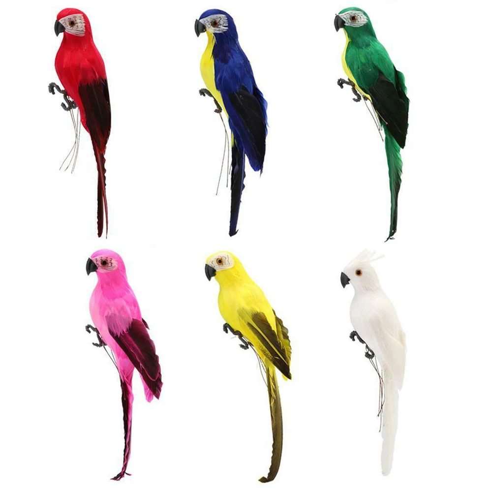 

25cm 35cm Simulation Parrot Creative Feather Lawn Figurine Ornament Animal Bird Outdoor Garden Party Prop Decoration Miniature