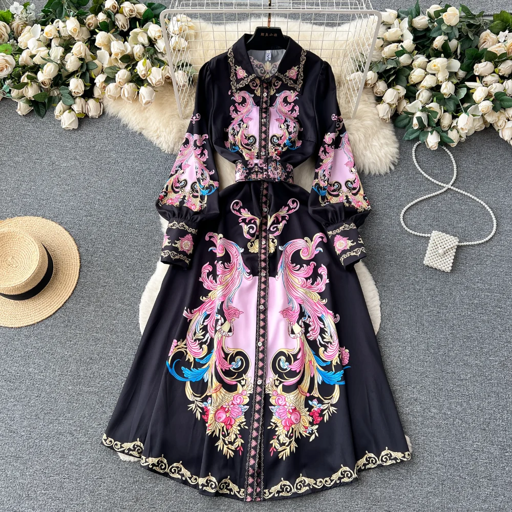 

Женское шифоновое платье с рукавами-фонариками и высокой талией