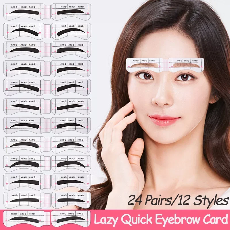 

24Pairs/Set Lazy Quick Eyebrow Stickers Eyebrow Card Template Eyebrow Guide Tattoos Makeup Tools Full Set of Eyebrow Cards