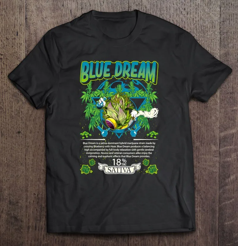 

Футболка в стиле Харадзюку с изображением синей мечты сативы, черники, дымки, конопли, Листьев, подарка, мужские футболки