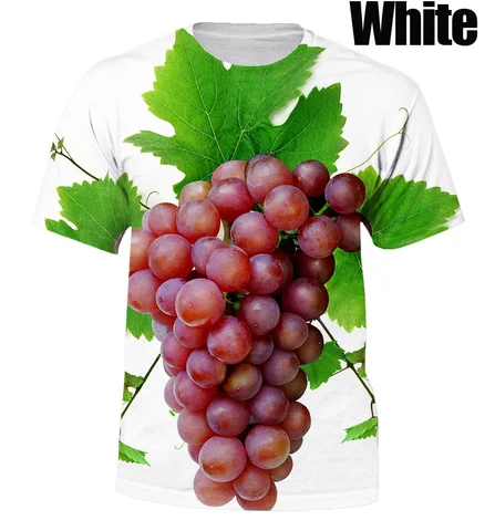 Футболка с 3D-принтом винограда, повседневная индивидуализированная рубашка с круглым вырезом, лето