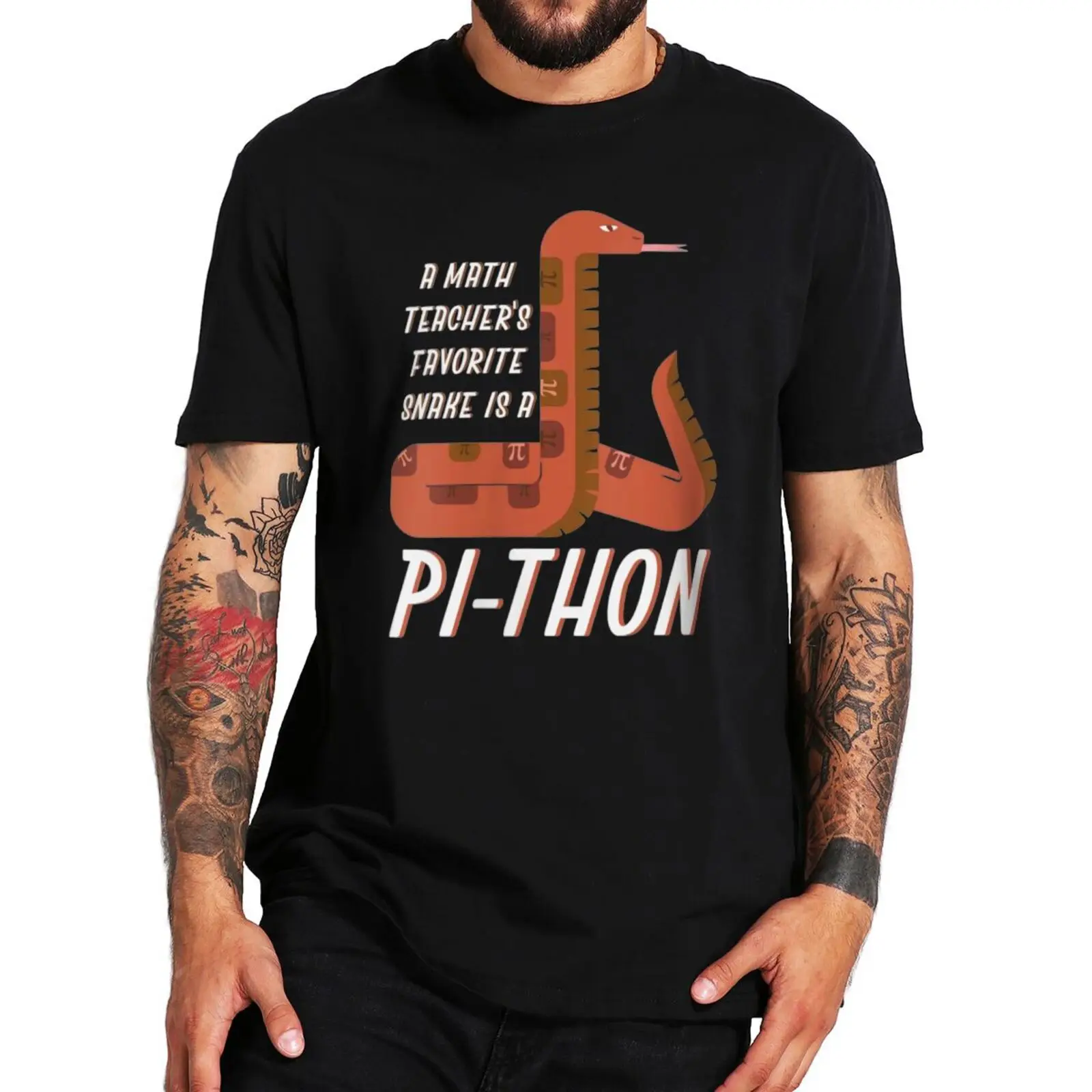 

Pi Day Math T-shirt Funny Math Teachers And Snake Lovers Geek Gift Tee Tops Summer Casual 100% Cotton Unisex T Shirt EU Size