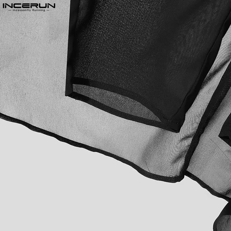 INCERUN прозрачные марлевые длинные брюки в американском стиле 2024 мужские