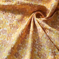Gold Yellow Flower Jacquard Fabric for Dress Making Home Decor 145cm Wide - Sold By The Meter