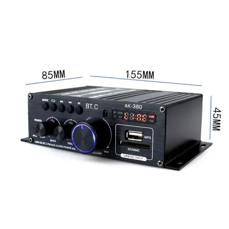 

110V-220V Universal Bluetooth Smart HIFI Digital Power Amplifier FM Car Radio Player USB DVD MP3 Subwoofer Reverberation Amp