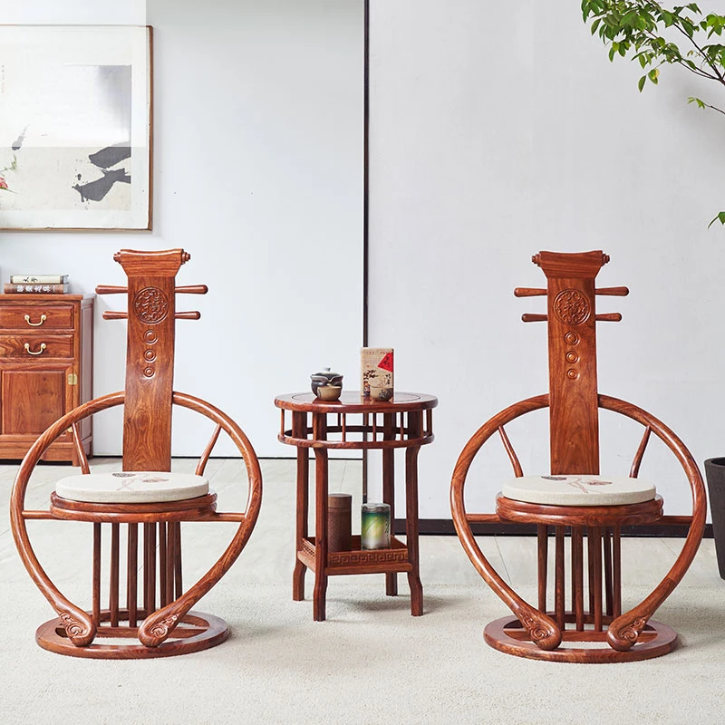 Three-piece Coffee Table Combination Red Sandalwood Leisure Solid Wood Rosewood Chinese Furniture