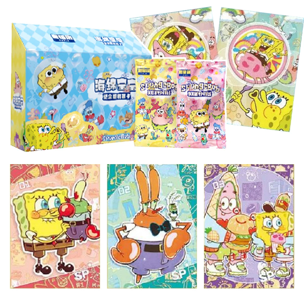 

Anime Sponge Bob Card Box SP PR TR Square Pants Patrick Star Squidward Tentacles Captain Eugene Rare Embroidery Collection Gifts