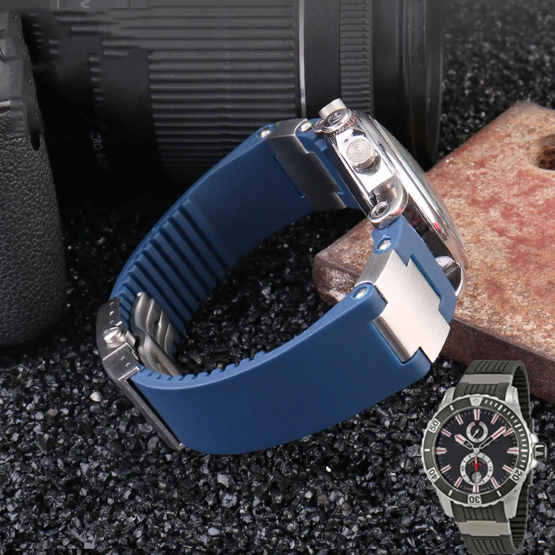 For Ulysse Nardin Silicone Rubber Watch Band DIVER 263 strap Black Brown Blue 22mm Waterproof belt watch Bracelets