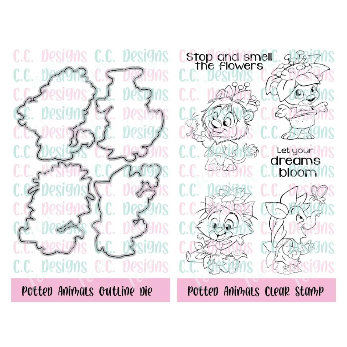 

New Stamps Die Molds Potted Animals Clear Stamps and Cutting Dies Sets Stencil for Diy Scrapbooking Crafts Making Greeting Card