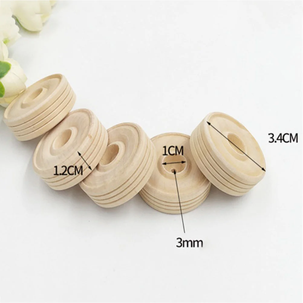 Wheels Wooden Toy Crafts Wood Wheel Diy Treaded Unfinshed Cars Mini Toys Craft Round Handmade Shapes Car Hobby Hole Axle