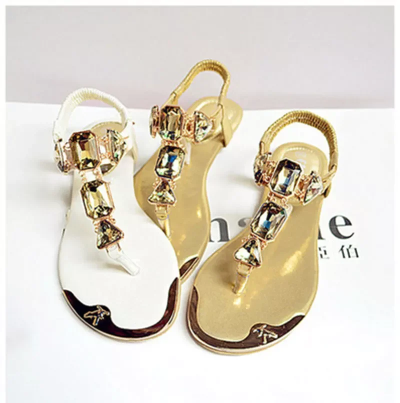 

Summer Woman Sandals 2022 high quality Rhinestone women shoes flip flops ladies casual summer beach shoes women flats sandals