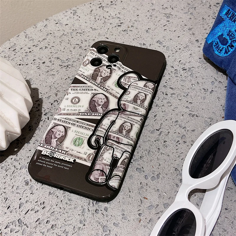 

Fashion Bear Dollars Creative Phone Case Cover for IPhone 11 12 13 Pro X XR XS Max Shockproof Case for IPhone 13 Cases