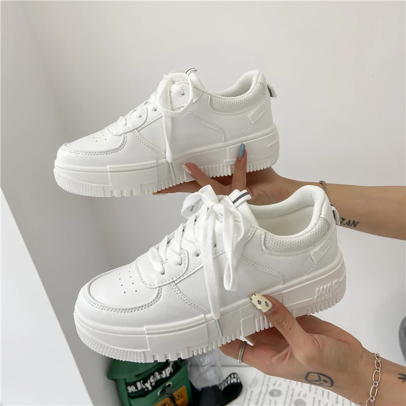 

Кроссовки женские на платформе, Вулканизированная подошва, на шнуровке, повседневная обувь, весна-осень