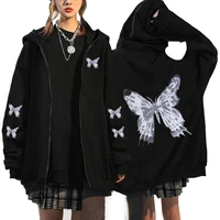 oversized goth zip hoodie streetwear womens spring y2k tops skull print hip hop zipup sweatshirts kawaii harajuku female hoodies