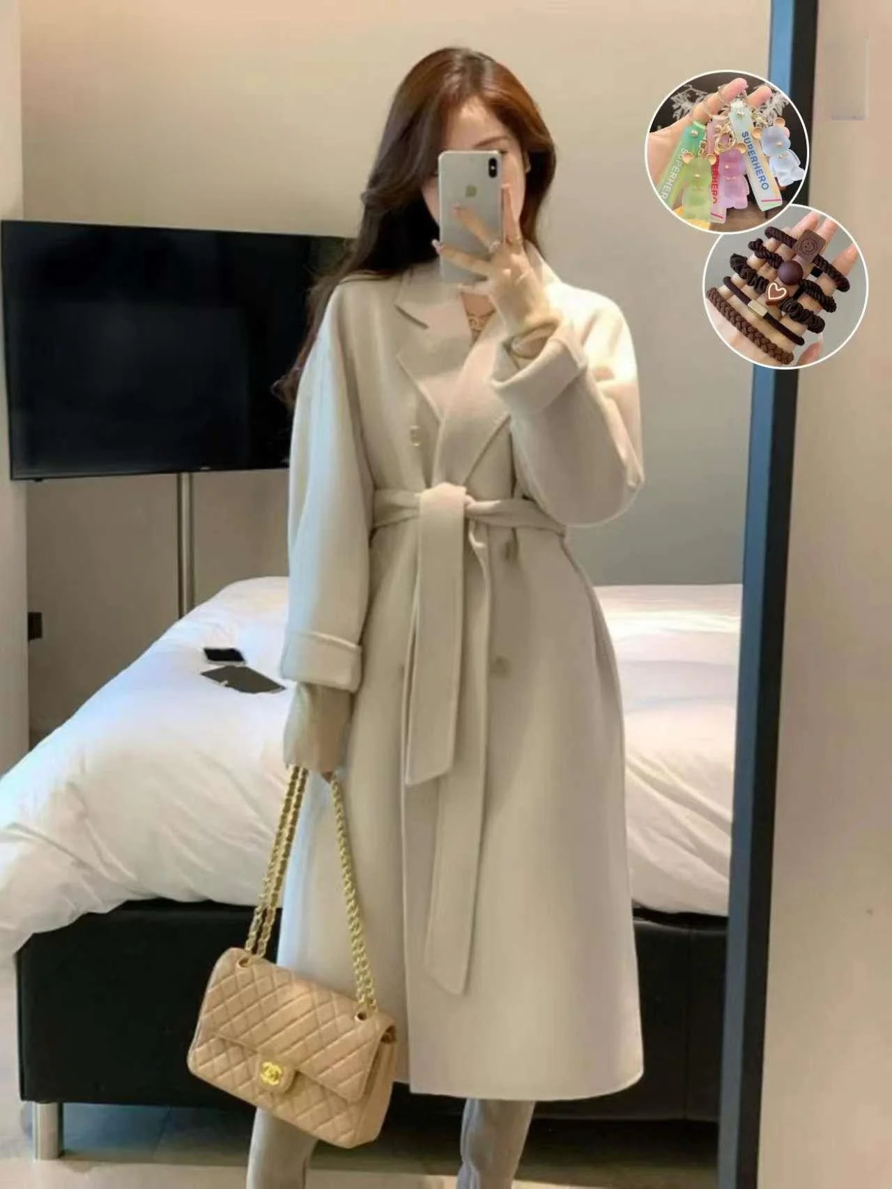 Высококачественное двустороннее кашемировое пальто для женщин осень 2023 новое