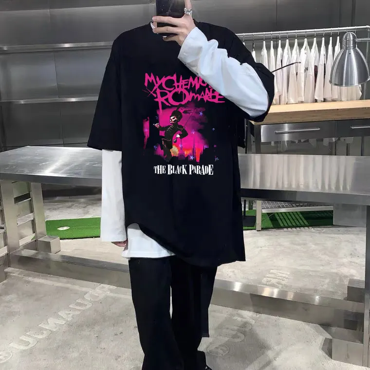 

My Chemical Romance Tshirt Black Parade Punk Rock T-shirt Short Sleeved Man Loose Tops Men Women Crewneck Fashion Oversized Tees