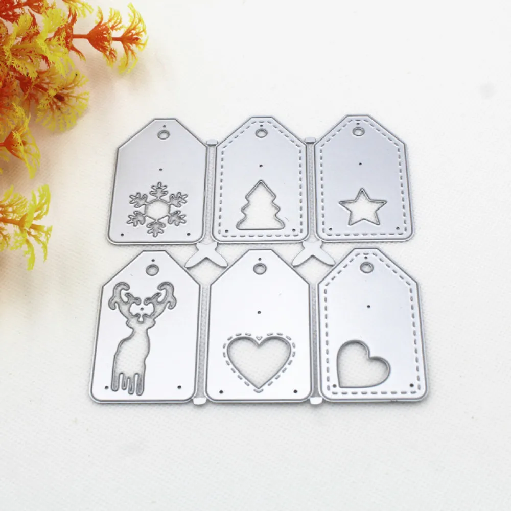 Снежинка елки ярлык в форме сердца из металла Сталь кадров Трафаретный вырубной