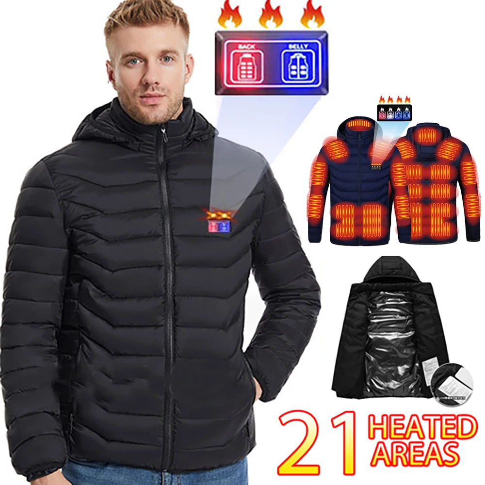 

21 Areas Heated Jacket USB Men's Heating Jacket Heated Vests Coat Women's Warm Vest Hunting Hiking Camping Winter Clothing