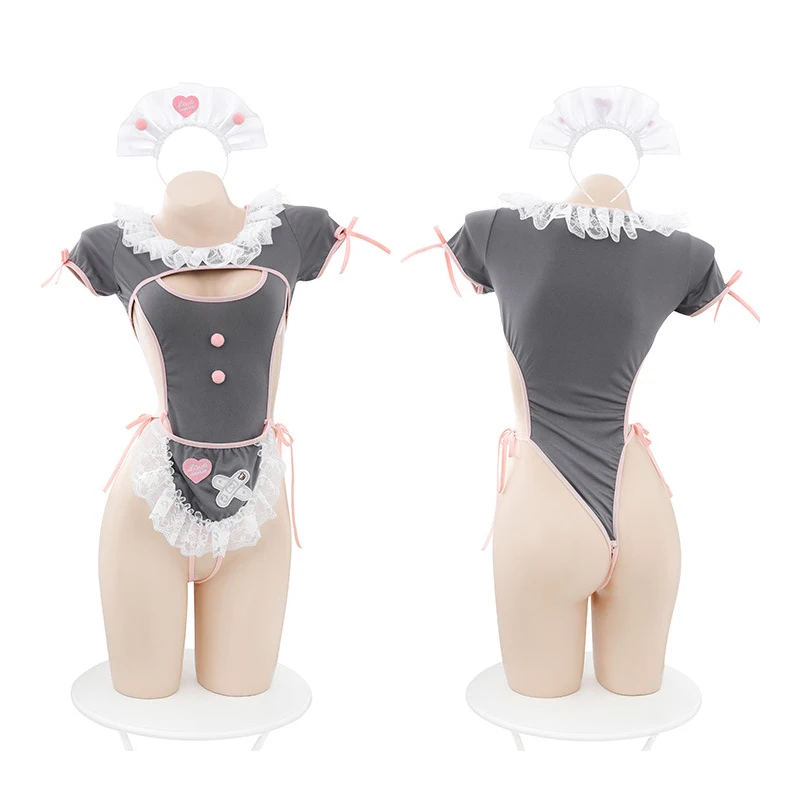 

Милая девушка аниме кофейная горничная униформа косплей пижамы бандаж комплект нижнего белья женщины любовь кружевное Ажурное боди Купаль...