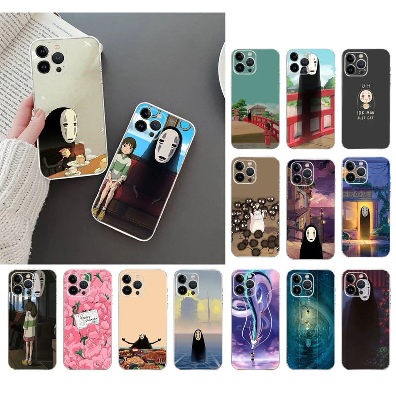 

Phone Case For iphone 14 Pro Max 13 12 11 Pro Max XS XR X 12mini 7 8 14 Plus SE Spirited Away Studio ghibli No Face Case Funda