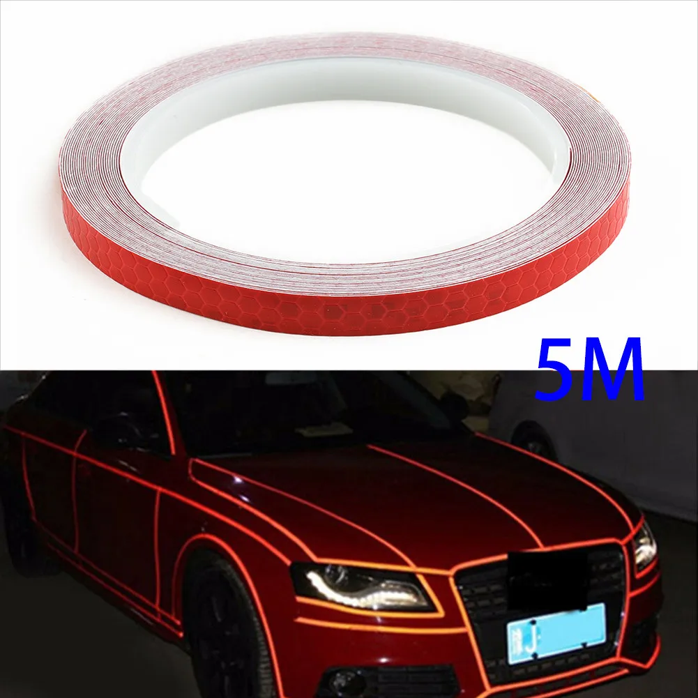 

Red Reflective Stickers Strips Useful Vinyl Glow Strip Neon Tape Practical Accessories Body Car Decals Durable