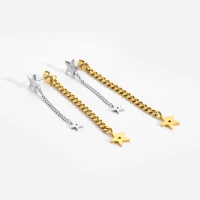 2022 jewelry ladies double sided hollow star charm cuban chain gold stud earrings tassel earrings 316l stainless steel earrings