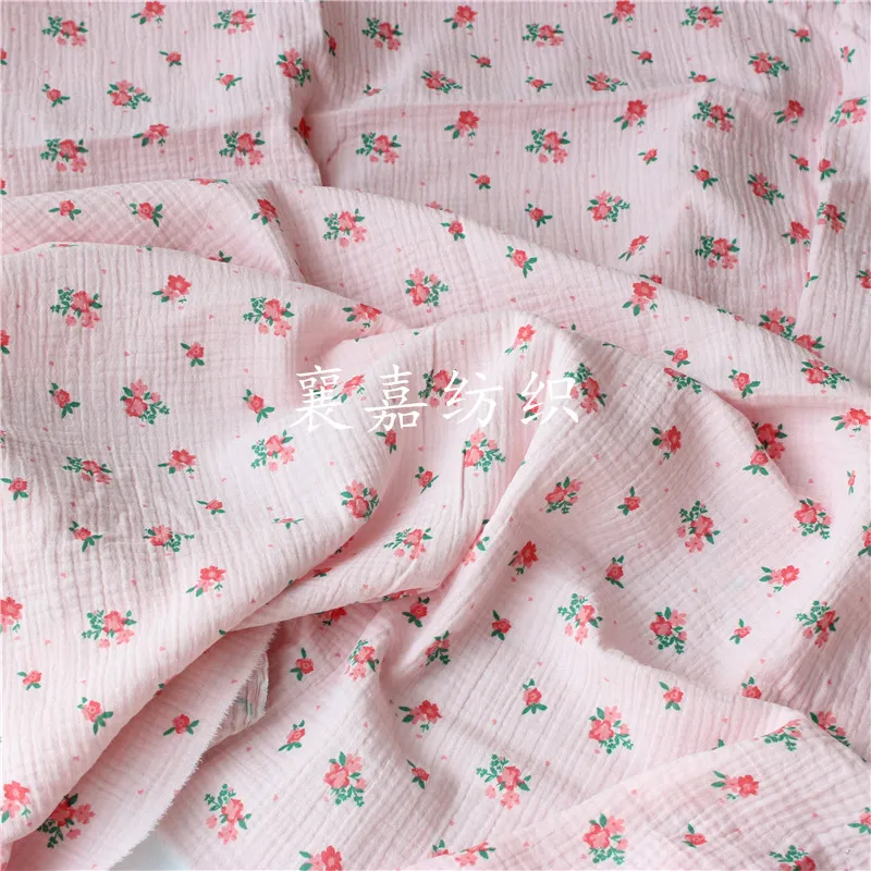 

100x135cmTexture Pleated Cotton Double Gauze Crepe Printed Children's Women's Dress Pajamas Fabric Sewing Fabric By The Yard