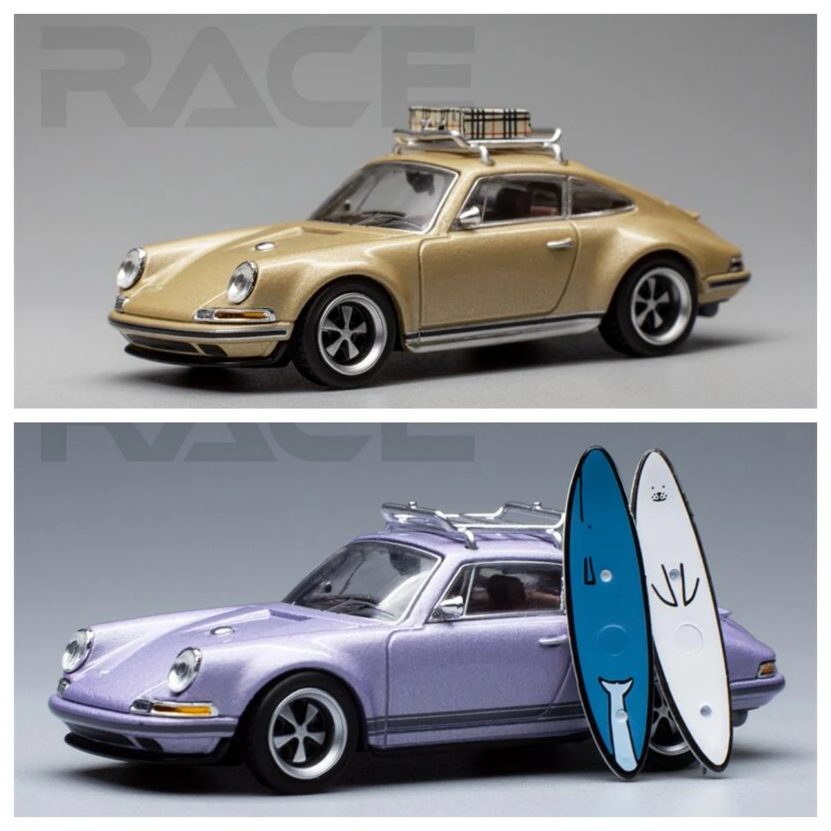 

POP RACE 1:64 Porsche Singer 964 Gold / Purple DieCast Model Car