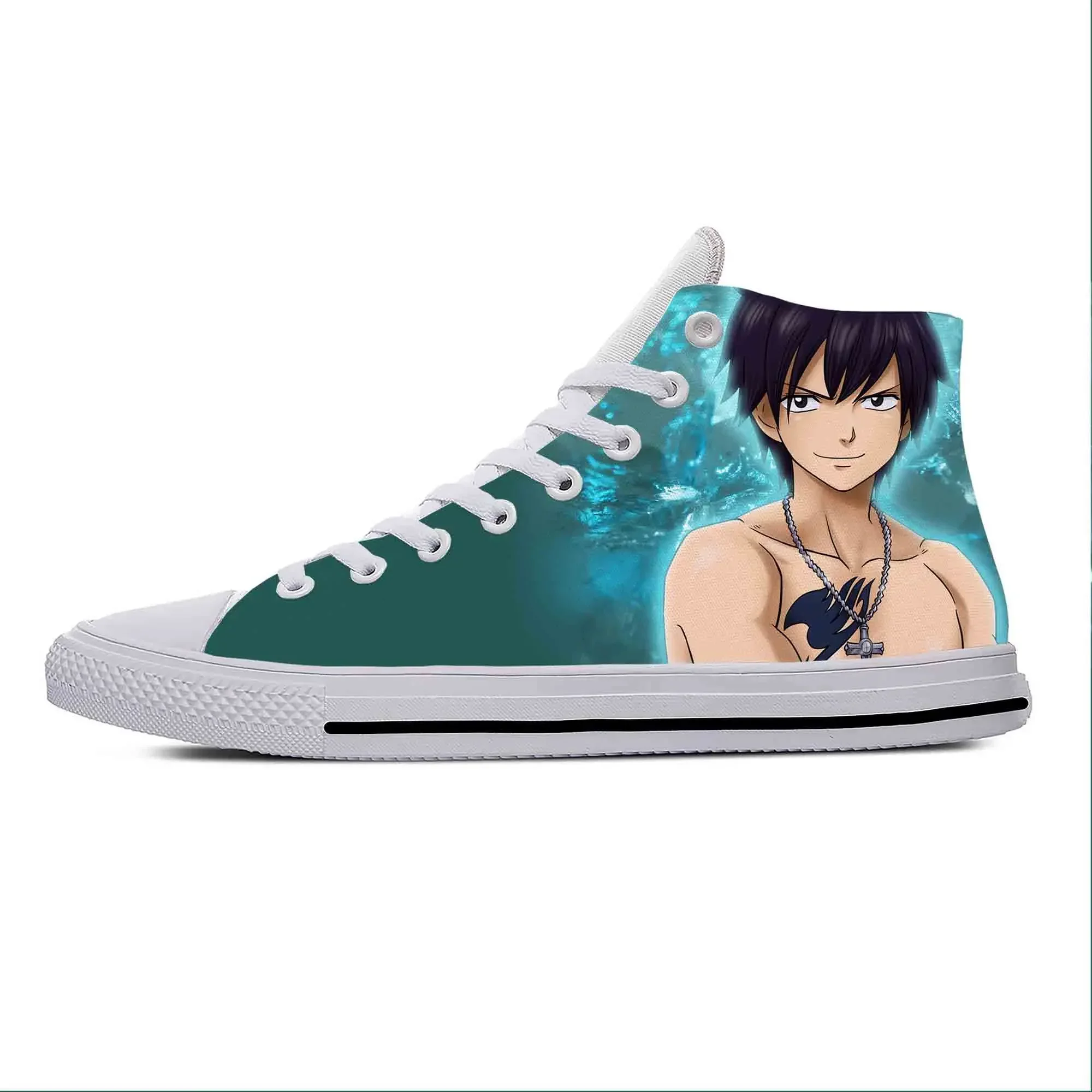 Фото Японские аниме-кроссовки Fairy Tail Gray Fullbuster, повседневная обувь, высокие дышащие кроссовки для мужчин и женщин, легкие кеды №3