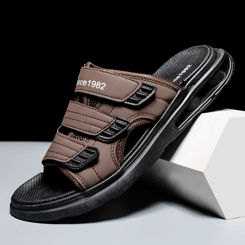 

2022 Summer New Men Slippers Comfortable Flat House Slippers Men Breathable Outdoor Beach Shoes Soft Foldable Casual Slippers